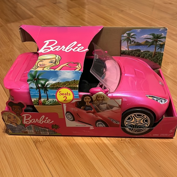 Barbie Pink Convertible 2-Seater Vehicle Doll Accessory With Rolling Wheels - Picture 2 of 9